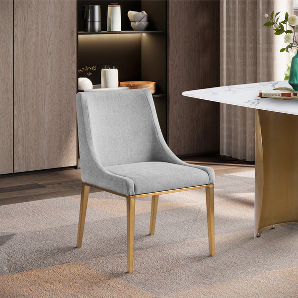 Haines Dark Charcoal Grey Linen Textured Polyester Fabric Dining Chair 885Grey-C Meridian Furniture