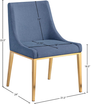 Haines Navy Linen Textured Polyester Fabric Dining Chair 885Navy-C Meridian Furniture