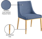 Haines Navy Linen Textured Polyester Fabric Dining Chair 885Navy-C Meridian Furniture