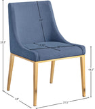 Haines Navy Linen Textured Polyester Fabric Dining Chair 885Navy-C Meridian Furniture