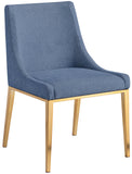 Haines Navy Linen Textured Polyester Fabric Dining Chair 885Navy-C Meridian Furniture