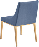 Haines Navy Linen Textured Polyester Fabric Dining Chair 885Navy-C Meridian Furniture