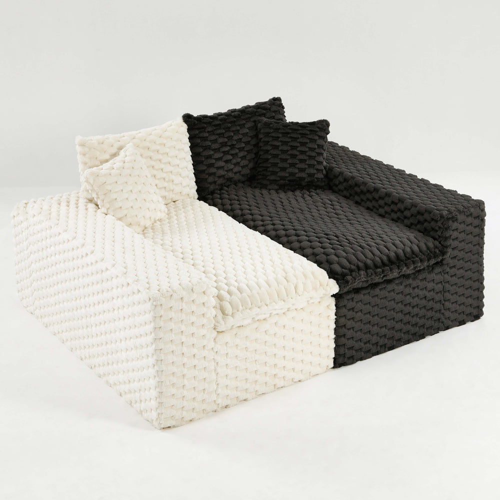 English Elm Luxury Color-Block Turtle Velvet Sofa - Modular, Cozy Seating For Stylish Living Room Decor & Comfort W3371S00050