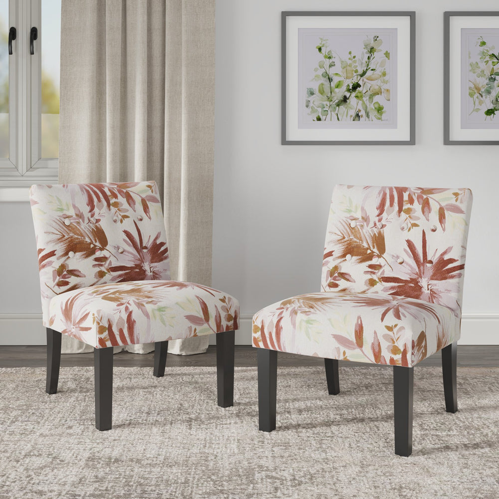 English Elm Wallace & Bay - Red Floral Accent Chair with Crimson Blooms, Engineered Wood, Compact 22"W x 31"H Stylish Seat B2709P212460
