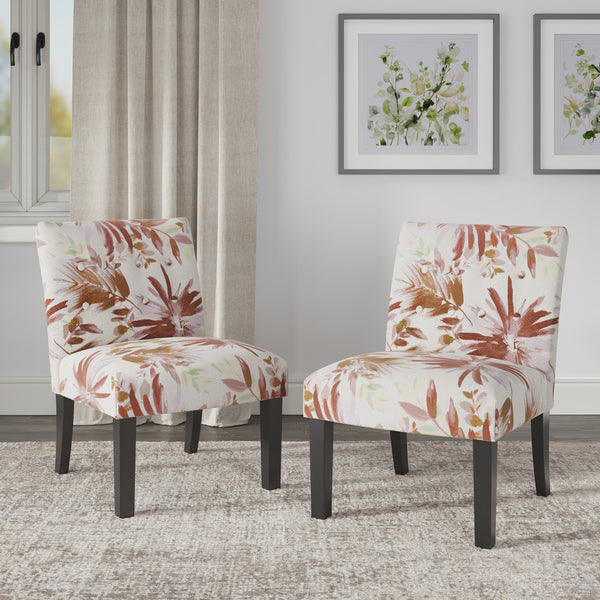 English Elm Wallace & Bay - Red Floral Accent Chair with Crimson Blooms, Engineered Wood, Compact 22"W x 31"H Stylish Seat B2709P212460