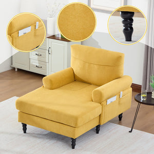 English Elm Modern Chenille Recliner Chaise Lounge Sofa Chair with High-Resilience Foam, Wide Seat, 550lb Capacity Mustard yellow W395P371336