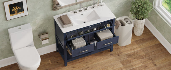 English Elm Christopher Knight Home® - 36" Modern Bathroom Vanity with Ceramic Sink, Tip-Out Tray, Soft-Close Drawers, Open Shelf, Waterproof Surface Blue N817P288908B