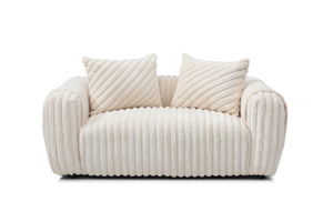 English Elm Cancun White Bouclé Loveseat G00932A-L with 2 Back Pillows, Plush Upholstery, Durable Frame Comfort B078S00627