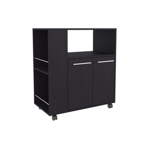 English Elm Kitchen Cart with Enclosed Doors and Three Shelves on Smooth-Roll Wheels for Compact Modern Kitchens Black 34.65 L x 17.72 W x 5.91 H B097P296814