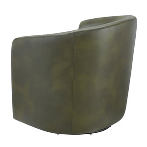 English Elm Ardena Fern Green Faux Leather Swivel Barrel Chair with Pocket Coil Seat, 360° Swivel, Compact Chic B050P322597