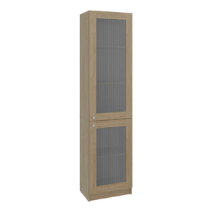English Elm Home Vertical Freestanding Bookcase with Open Shelving and Enclosed Lower Cabinet Natural Wood B200P465726