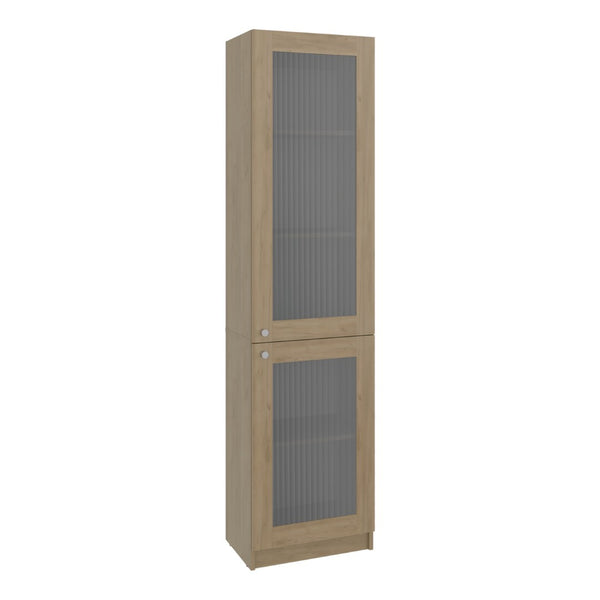 English Elm Home Vertical Freestanding Bookcase with Open Shelving and Enclosed Lower Cabinet Natural Wood B200P465726
