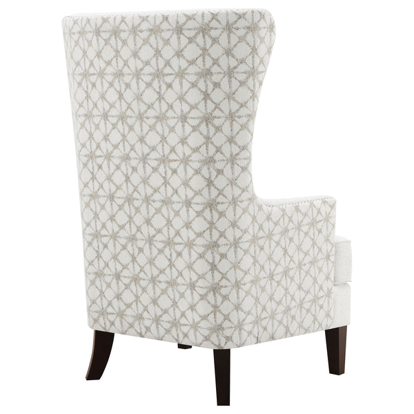 English Elm Lindstrom Tall Latte Wingback Accent Chair with Nailhead Trim, Plush Upholstery & Dark Wood Legs B062P358332