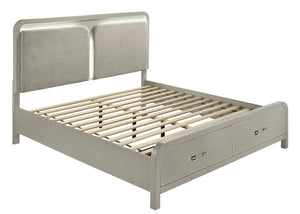 English Elm Aria Queen Storage Bed Upholstered Headboard with Ambient Lighting and Smooth Glide Drawers B009S01906