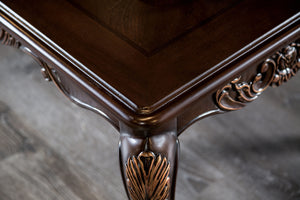 English Elm 1pc Elegant Dark Cherry Coffee Table 52"W Traditional Carved Accents Gold Highlights Cabriolet Legs B2741P361116