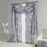 Madison Park Simone Transitional Printed Floral Rod Pocket and Back Tab Voile Sheer Curtain MP40-6617 Grey