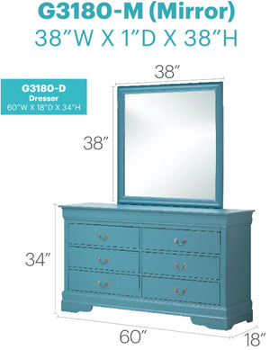 English Elm Louis Louis Phillipe G3160-BC 4 Drawer Chest with Carved Bases Curved Mouldings and Durable Drawers Teal 37 L x 62 W x 20 H B078108229