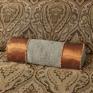 JLA Home Hampton Hill - 10 Piece Jacquard Comforter Set Luxury Medallion Weave in Deep Blue & Brown Oversized Ensemble 110 L x 96 W x 1.5H JLA10-055