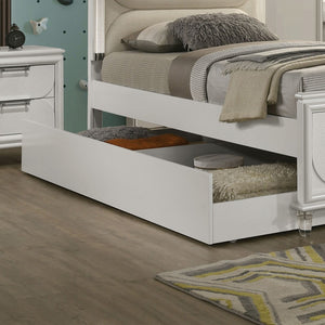 English Elm Contemporary Glam Twin Bed Set with Led Headboard Embossed Panels and Trundle Included B2741S00386
