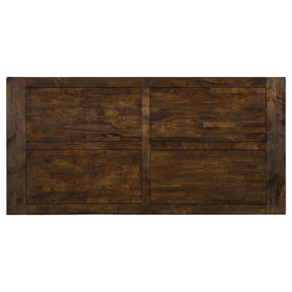 English Elm Guster Rustic Golden Brown Rectangular Dining Table — Solid Rubberwood Farmhouse Table with Knots, Sturdy Legs, Warm Finish B062P375418