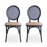 Christopher Knight Home® - Noble House - Chittenden Elm Wood and Rattan Dining Chair with Rattan Seat - Set of 2