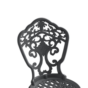 English Elm 9-piece Cast Aluminum Outdoor Dining Set Carved Petal Motifs Black Powder Coat W1710S00533