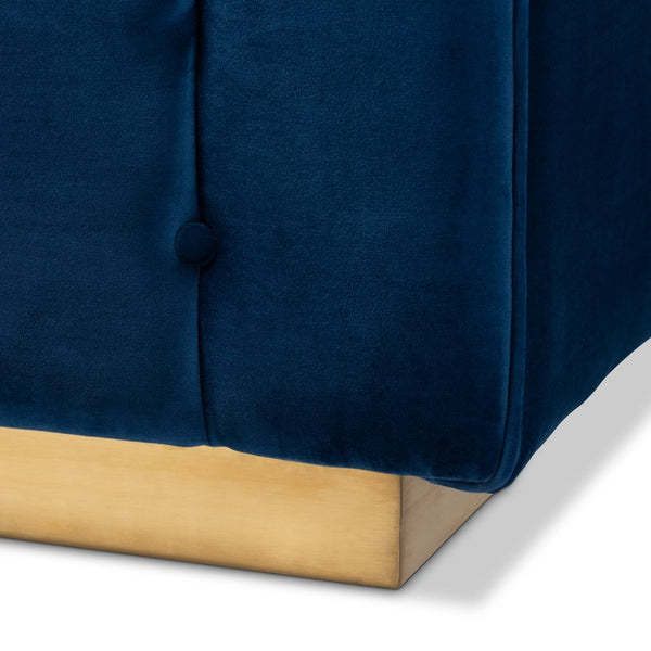 Baxton Studio Baxton Studio Loreto Sofa - Luxe Navy Velvet, Elegant Tufting & Brushed Gold Base for Glam Living Room TSF-5506-Navy/Gold-SF