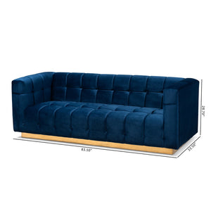 Baxton Studio Baxton Studio Loreto Sofa - Luxe Navy Velvet, Elegant Tufting & Brushed Gold Base for Glam Living Room TSF-5506-Navy/Gold-SF