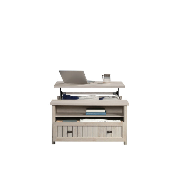 English Elm Lift-Top Coffee Table with Concealed Storage and Full-Extension Drawer, Lift Mechanism Enhances Use Gray B356P402601