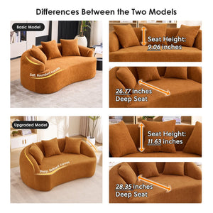 English Elm Ly-049s Curved Chenille Loveseat with Boneless Frame for Modern Living Spaces Orange W2231P402439