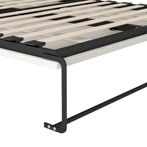 English Elm Full Full Size Murphy Bed with Desk, Shelves & Cabinets in Black+White — Space-Saving, Sturdy Design GX002042AAE