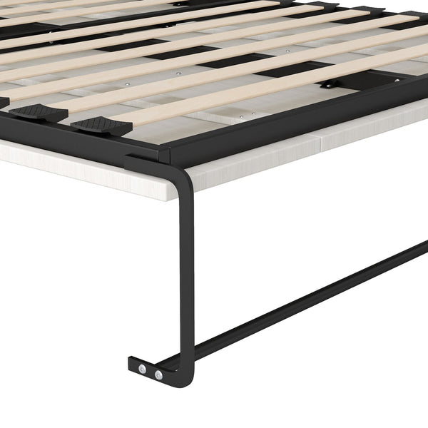 English Elm Full Full Size Murphy Bed with Desk, Shelves & Cabinets in Black+White — Space-Saving, Sturdy Design GX002042AAE