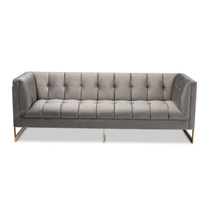 Baxton Studio Baxton Studio Ambra Luxe Grey Velvet Sofa with Gold Frame - Elegant Modern Glam Living Room Seating TSF-5507-Grey/Gold-SF