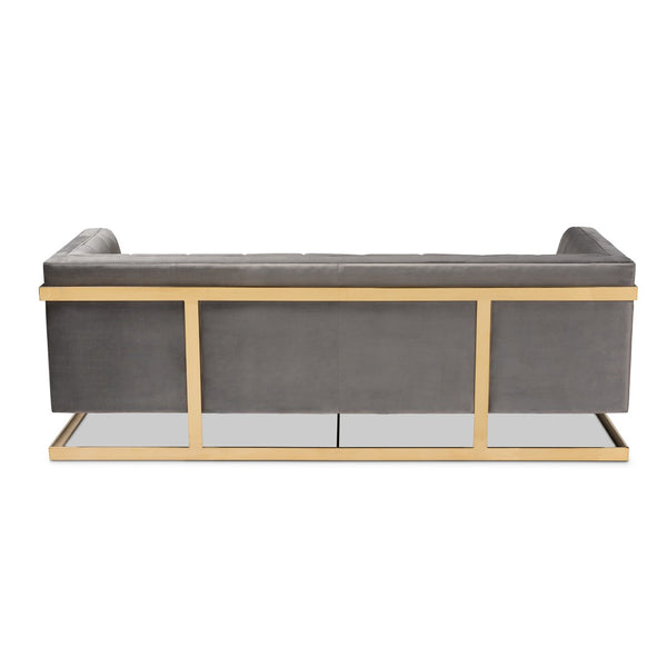 Baxton Studio Baxton Studio Ambra Luxe Grey Velvet Sofa with Gold Frame - Elegant Modern Glam Living Room Seating TSF-5507-Grey/Gold-SF