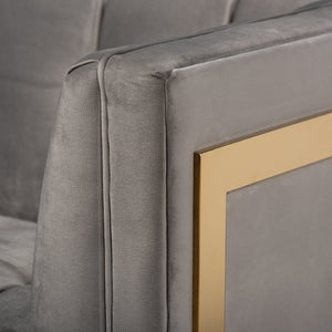 Baxton Studio Baxton Studio Ambra Luxe Grey Velvet Sofa with Gold Frame - Elegant Modern Glam Living Room Seating TSF-5507-Grey/Gold-SF