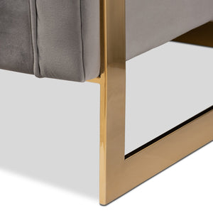 Baxton Studio Baxton Studio Ambra Luxe Grey Velvet Sofa with Gold Frame - Elegant Modern Glam Living Room Seating TSF-5507-Grey/Gold-SF