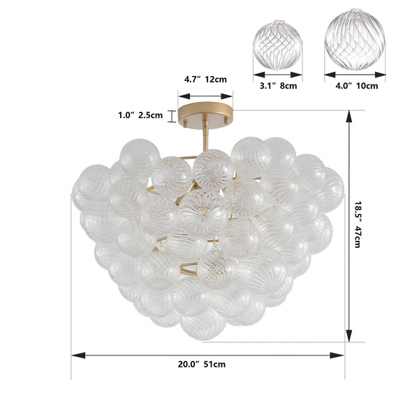 English Elm 20-Inch Gold Ceiling Pendant Light – Modern Clear Glass Globe Fixture For Dining & Living Spaces W1340P251914