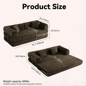 English Elm Coffee Velvet Corduroy Futon Sofa Converts to Daybed Sleeper for Studio Apartments Coffee W5156P471828