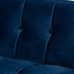 Baxton Studio Baxton Studio Ambra Glam Royal Blue Velvet Sofa with Gold Frame - Luxe Button Tufted Design TSF-5507-Navy/Gold-SF