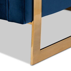Baxton Studio Baxton Studio Ambra Glam Royal Blue Velvet Sofa with Gold Frame - Luxe Button Tufted Design TSF-5507-Navy/Gold-SF
