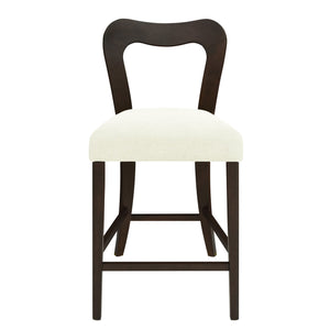 English Elm Christopher Knight Home® - Counter Stool with Curved Ergonomic Back, Solid Rubberwood Frame and Plush Upholstered Seat for Comfort Beige,Dark Brown N771P254008O