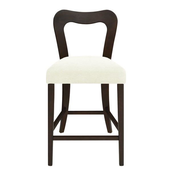 English Elm Christopher Knight Home® - Counter Stool with Curved Ergonomic Back, Solid Rubberwood Frame and Plush Upholstered Seat for Comfort Beige,Dark Brown N771P254008O