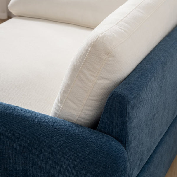 English Elm 50*43" Oversized Chenille Armchair Deep Lounge Seat Modern Minimalist Living Room Chair Blue+Cream N723S5042C
