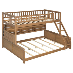 English Elm Twin Xl Over Queen Bunk Bed with Led Lighting Shelving and Pegboard Pinewood Frame Brown LT000280AAP