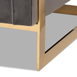 Baxton Studio Baxton Studio Ambra Luxe Grey Velvet Armchair with Gold Frame - Glamorous Comfort for Any Space TSF-5507-Grey/Gold-CC