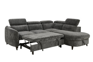 English Elm Sectional Convertible Sofa Bed with Pull-Out Sleeper and Large Under-Seat Storage, Modern Cozy Design Dark Gray W1417S00221