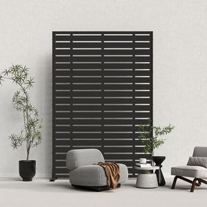 English Elm Outdoor Privacy Screen Freestanding - Weather-Resistant Metal Frame & Fade-Proof Resin Panels, Stable W1859P339186