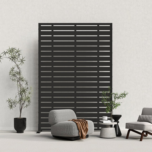 English Elm Outdoor Privacy Screen Freestanding - Weather-Resistant Metal Frame & Fade-Proof Resin Panels, Stable W1859P339186