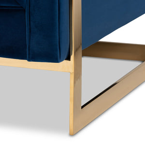 Baxton Studio Baxton Studio Ambra Luxe Royal Blue Velvet Armchair with Gold Frame - Glamorous Comfort & Style TSF-5507-Navy/Gold-CC