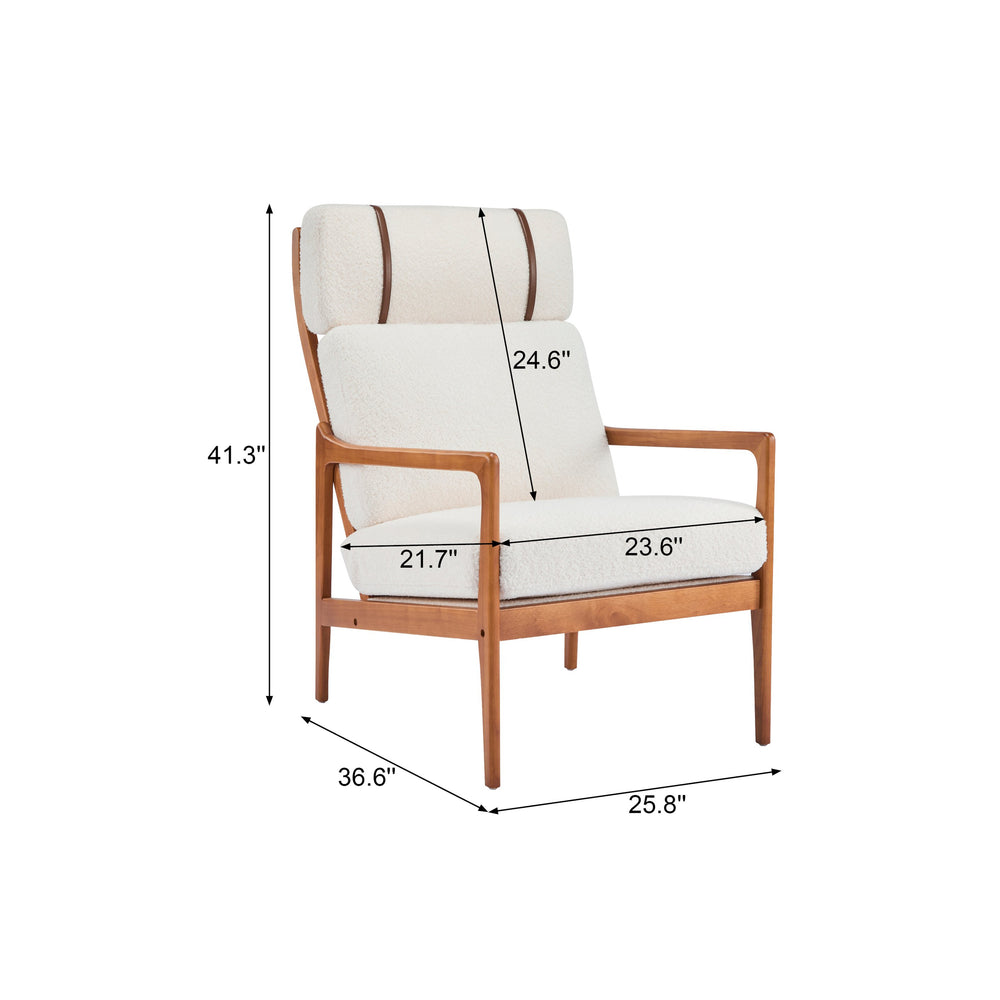 English Elm Christopher Knight Home® - Mid Century Modern Accent Armchair – Ergonomic High Back Lounge Chair With Beige Boucle Cushion Comfort N767P298391I